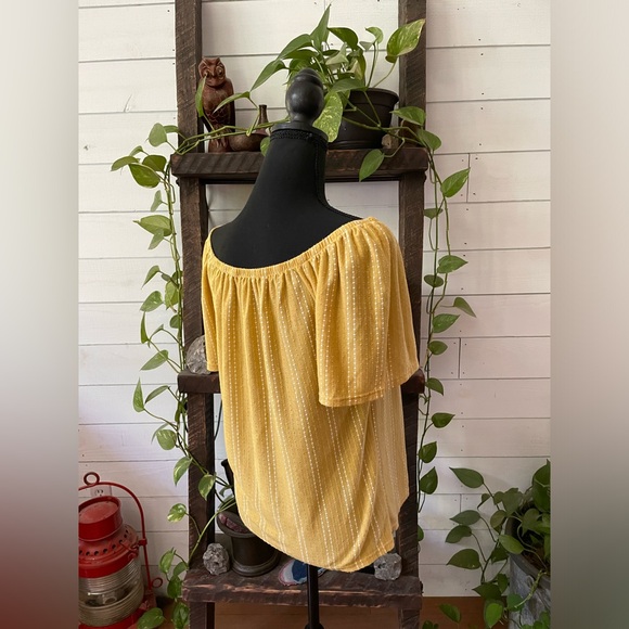 W5: BoHo Peasant Style Mustard Blouse with White Stripes - Picture 11 of 17